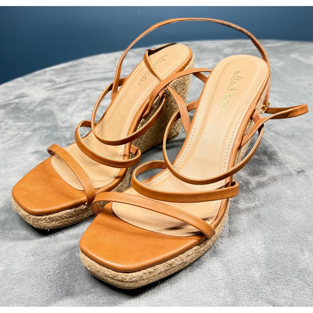 Altard State Wedge Sandals Womens 10 Tan Strappy Espadrille Platform